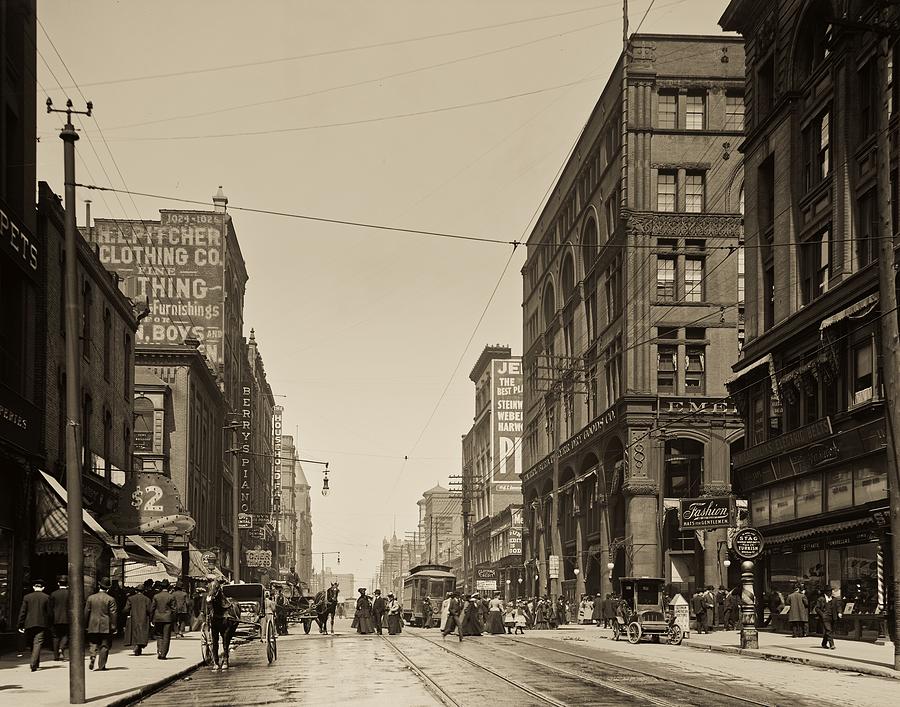 Kansas City Photograph - Walnut Street, Kansas City 1906 #1 by Mountain Dreams