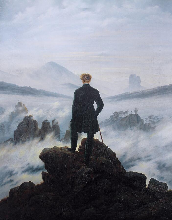 Vintage Painting - Wanderer above the Sea of Fog 1818 #1 by Caspar David Friedrich