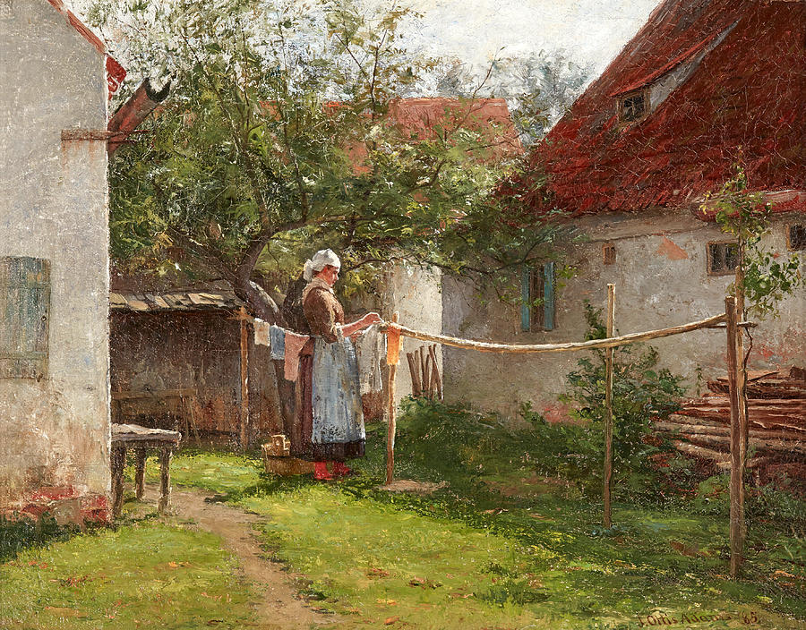 Wash Day, Bavaria #2 Painting by John Ottis Adams