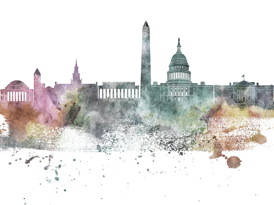 Washington DC Nature Pastel Skyline Digital Art by Chara - Fine Art America