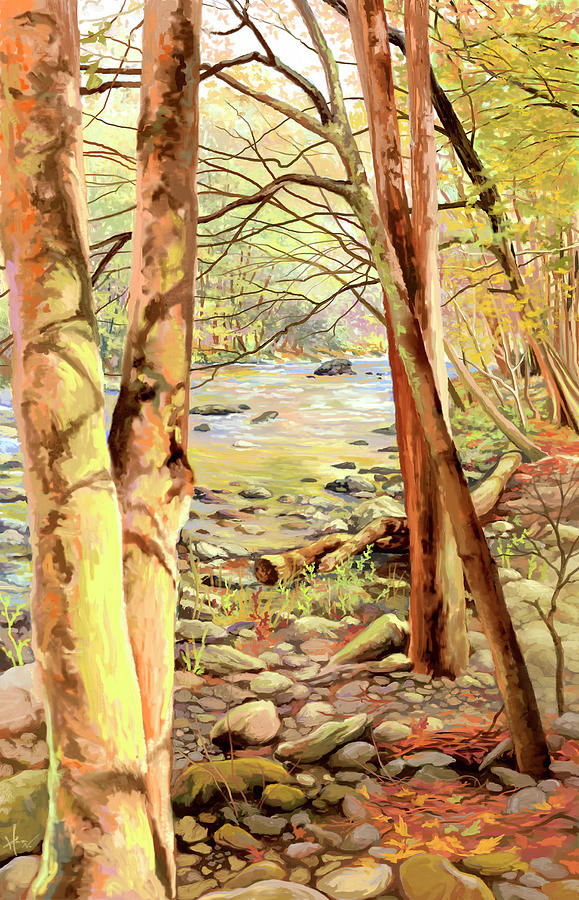 Watching the river run #1 Painting by Hans Neuhart