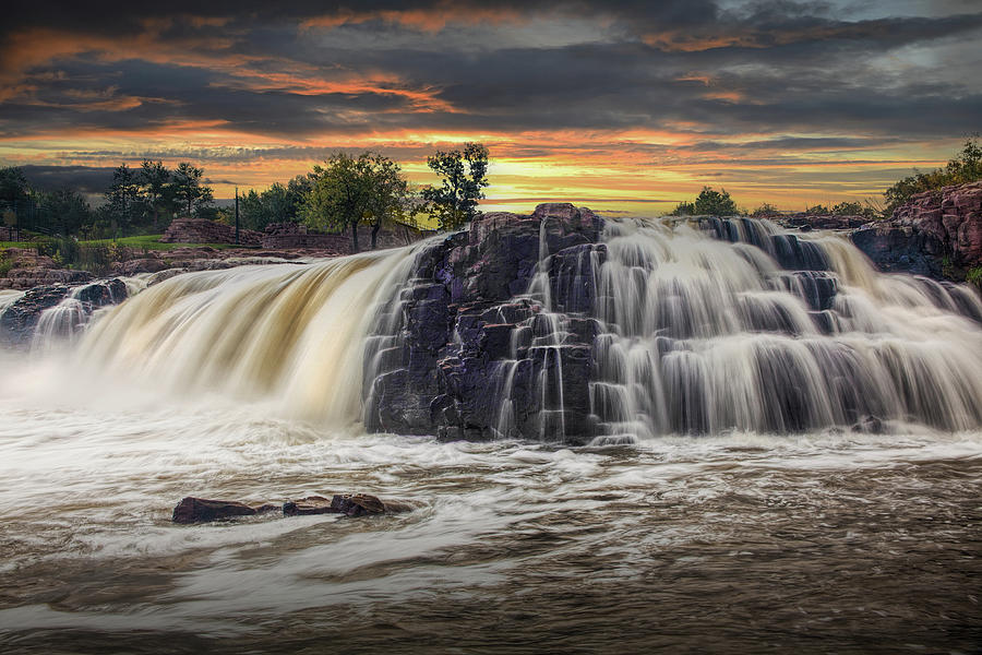Water Falls at Falls Park in Sioux Falls South Dakota #1 Photograph by Randall Nyhof