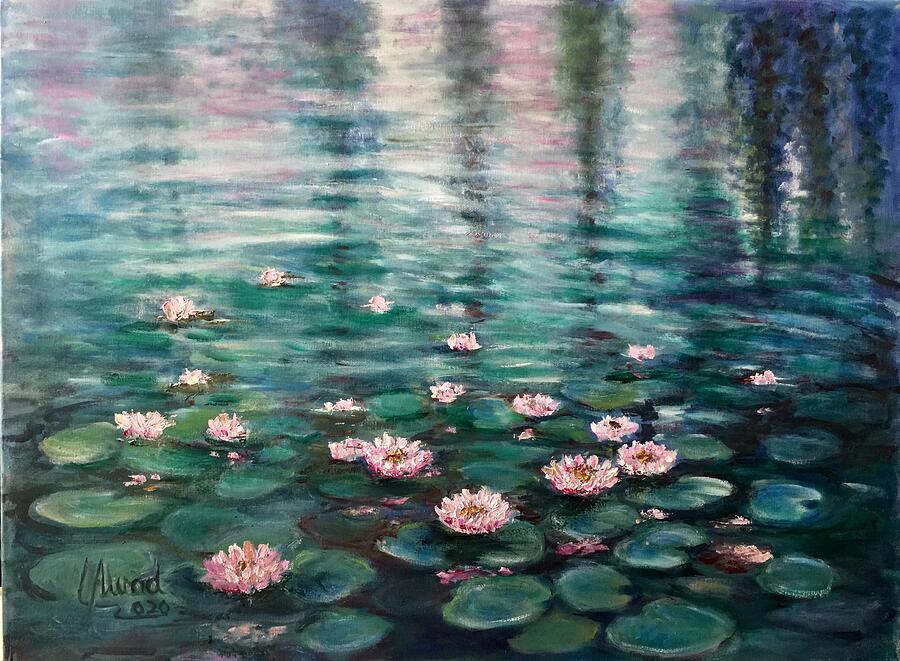 Water lilies  #2 Painting by Laila Awad Jamaleldin