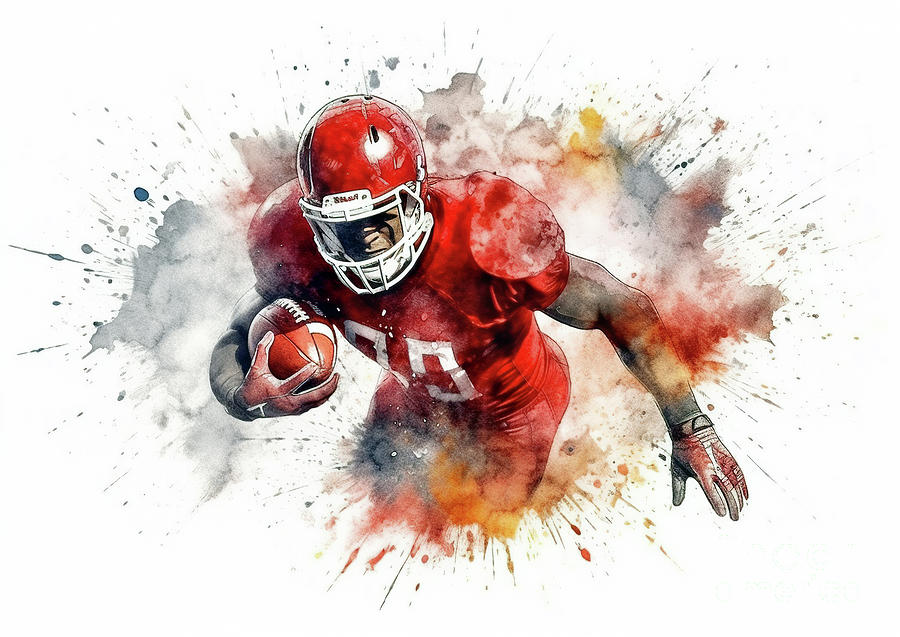 Watercolor Abstract Representation Of American Football. Digital Art