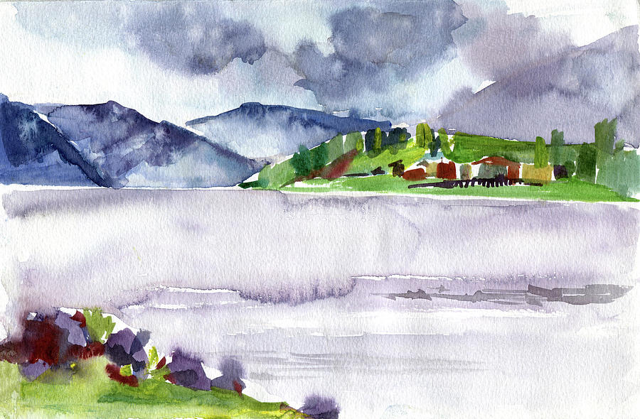 Watercolor Mountain Landscape Scenery Painting #1 Digital Art by Sambel Pedes