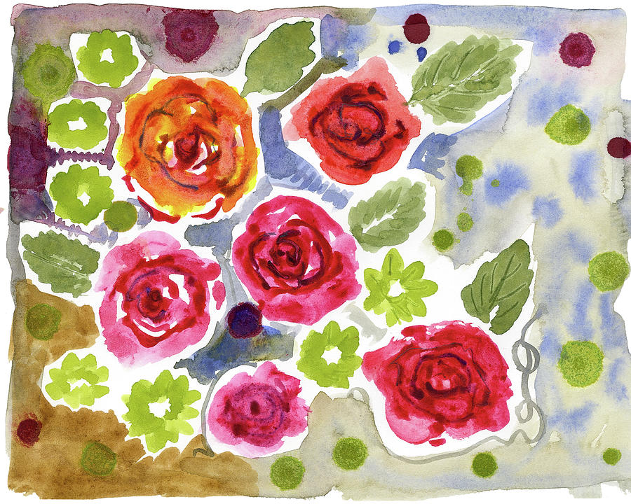 Watercolor Roses #2 Painting by Blenda Studio