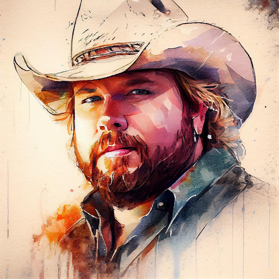 Watercolour of Toby Keith #1 Digital Art by Tim Hill - Pixels