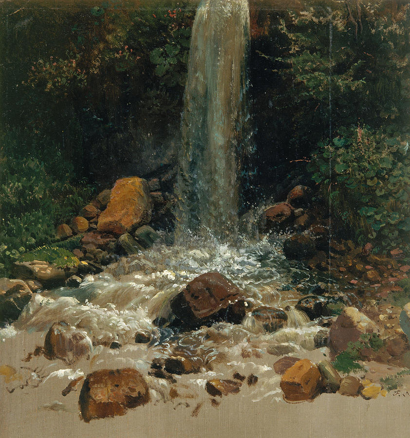 Waterfall Study Painting by Friedrich Nerly - Fine Art America