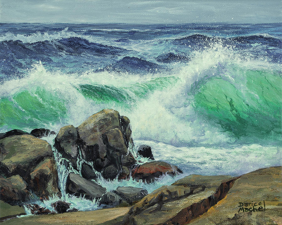 Waves At Hookipa Painting by Darice Machel McGuire