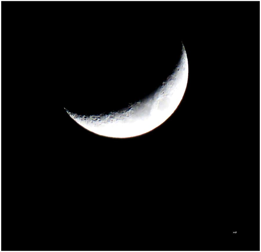 Night Sky Photograph - Bright Waxing Crescent Moon by Will Borden