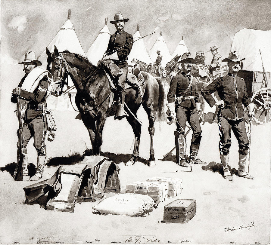We Have Got the Men and the Corn and the Money and the Mules #1 Drawing by Frederic Remington