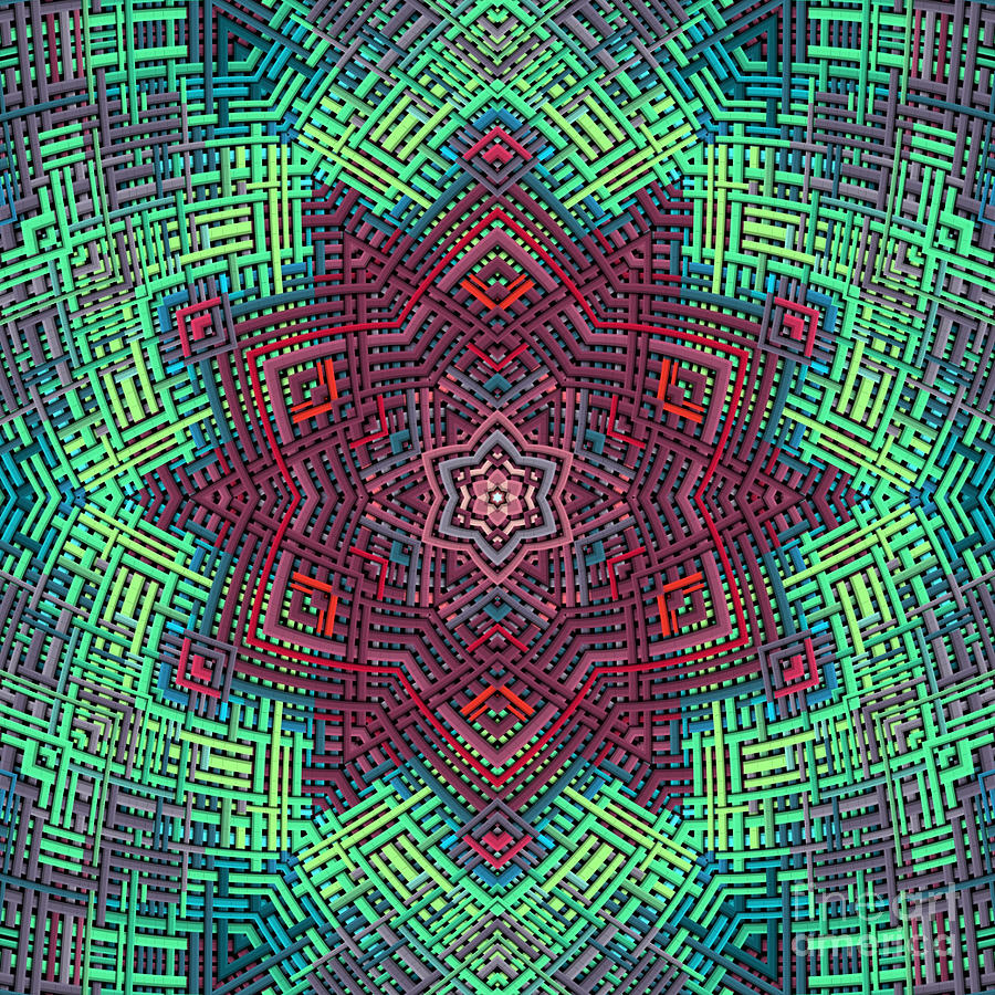 Weave Mandala Green Blue and Red Digital Art by Todd Emery - Fine Art ...