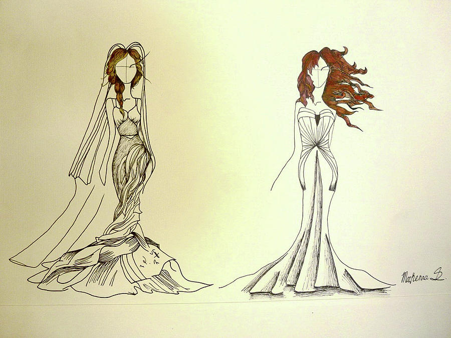 Wedding Dresses #1 Drawing by Mackenna Swann