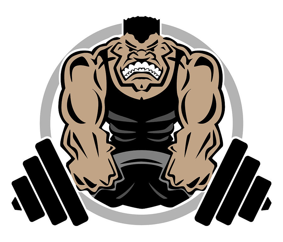 Weightlifting Muscle Fitness Gym Cartoon Digital Art by Jeff Hobrath -  Pixels