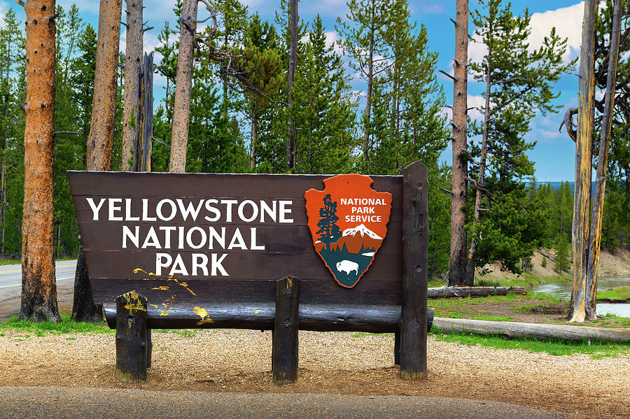 Welcome Sign At The South Entrance To Yellowstone National Park In 