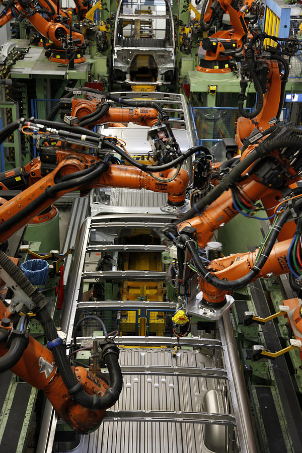 Welding Robots At Car Factory #1 Photograph by Hans-Peter Merten
