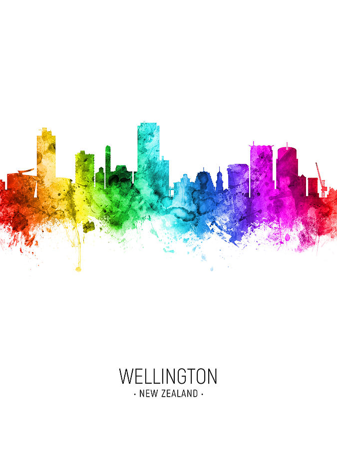 Skyline Digital Art - Wellington New Zealand Skyline #90 #1 by Michael Tompsett