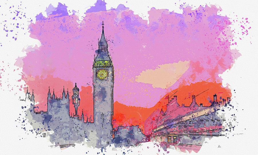 Westminster Bridge London United Kingdom ca by Ahmet Asar Asar Studios #1 Painting by Celestial Images