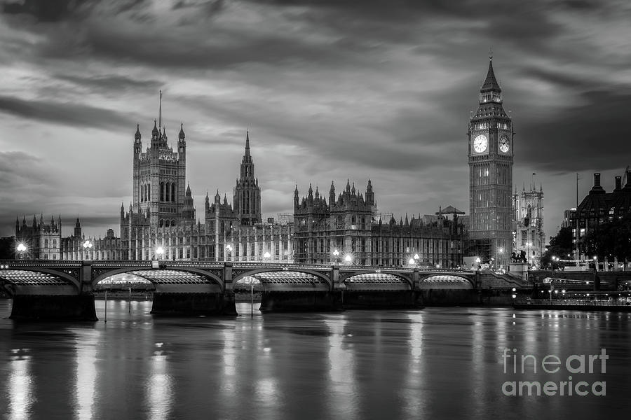 Westminster palace and Big Ben at night in London Photograph by Delphimages London Photography