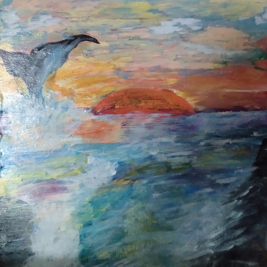 Whale at Sunset Painting by Suzanne Berthier