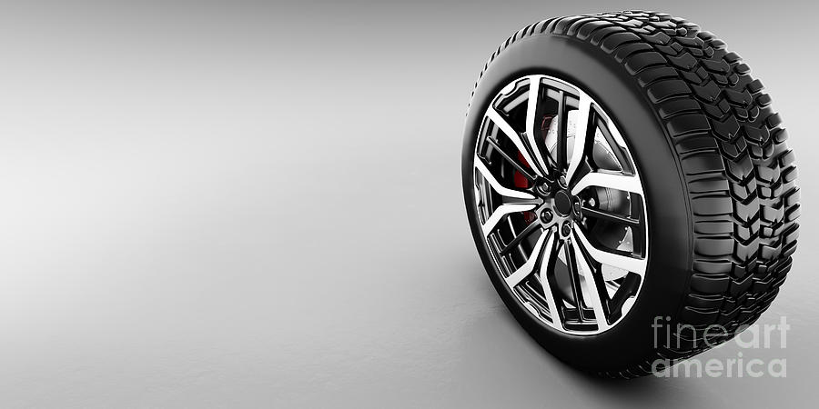 Wheel with modern alu rim on white background #1 Photograph by Michal Bednarek