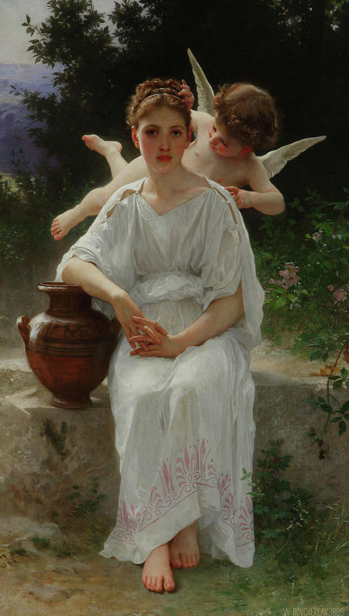 Whisperings of Love -- 1889 #1 Painting by William-Adolphe Bouguereau