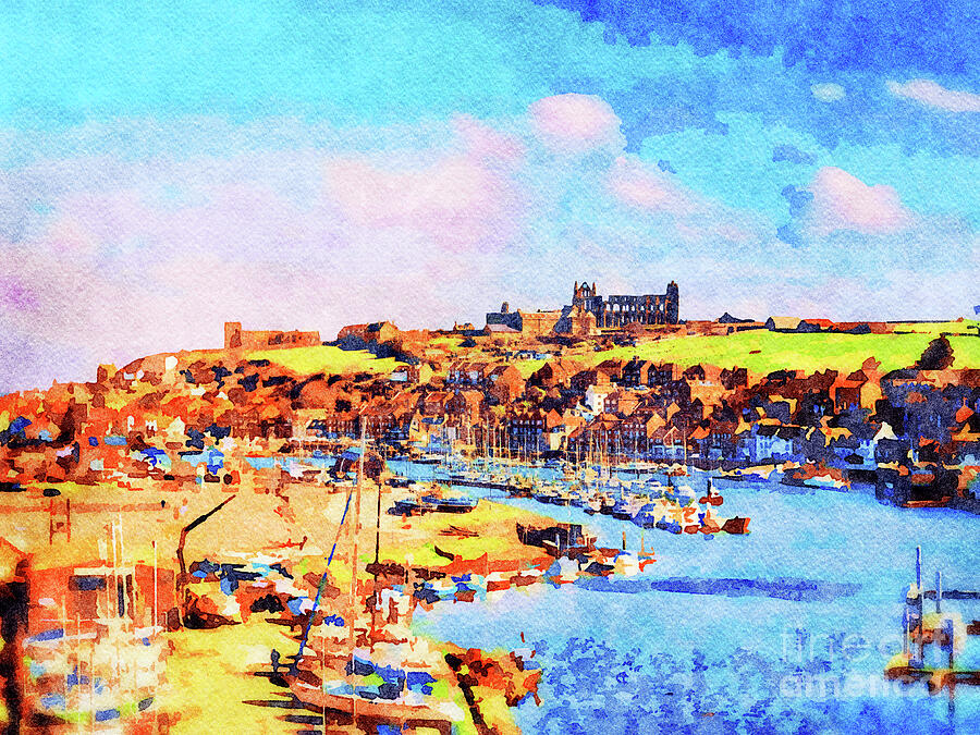 Whitby, North Yorkshire, in Summer, Watercolour Photograph by Colin and Linda McKie