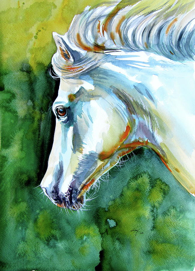 White horse #1 Painting by Kovacs Anna Brigitta