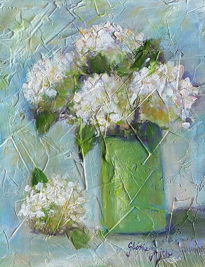 White Hydrangeas  #1 Painting by Gloria Smith