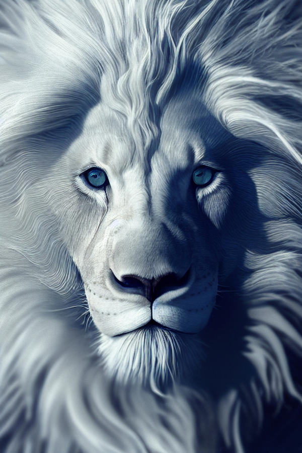 White Lion Digital Art by Bart Hugo Knight - Fine Art America