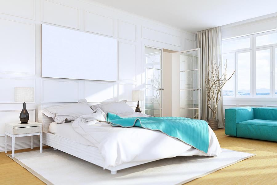 White Luxury Bedroom Wall Art #1 Photograph by Tulcarion