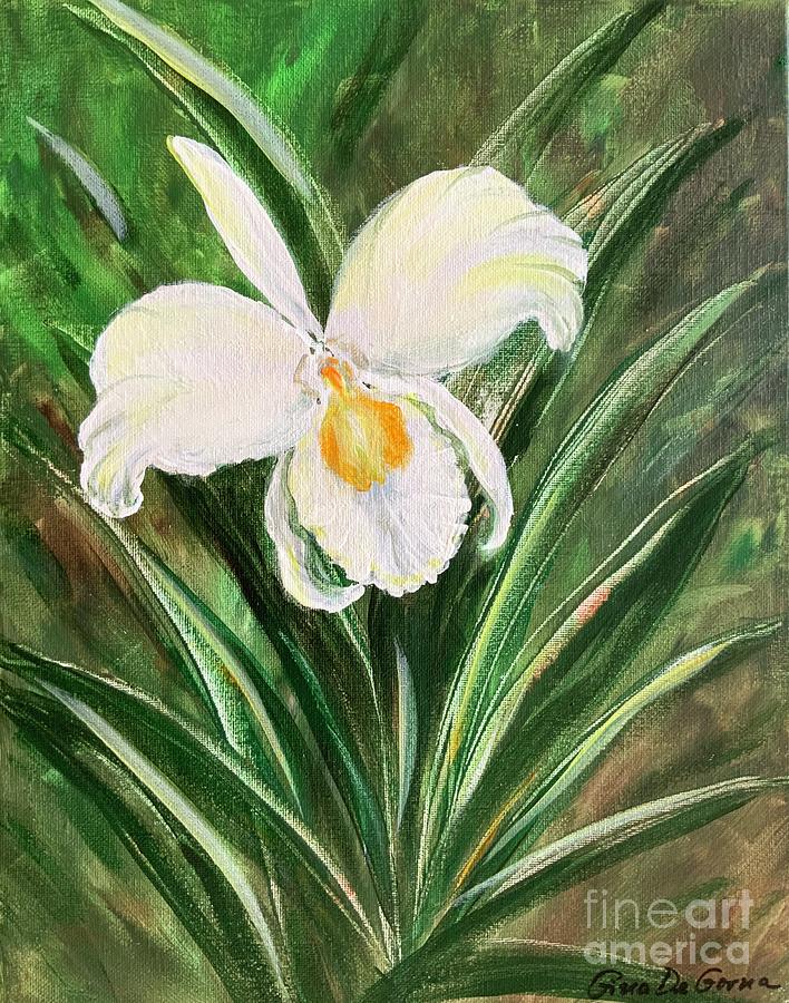 White Orchid #2 Painting by Gina De Gorna