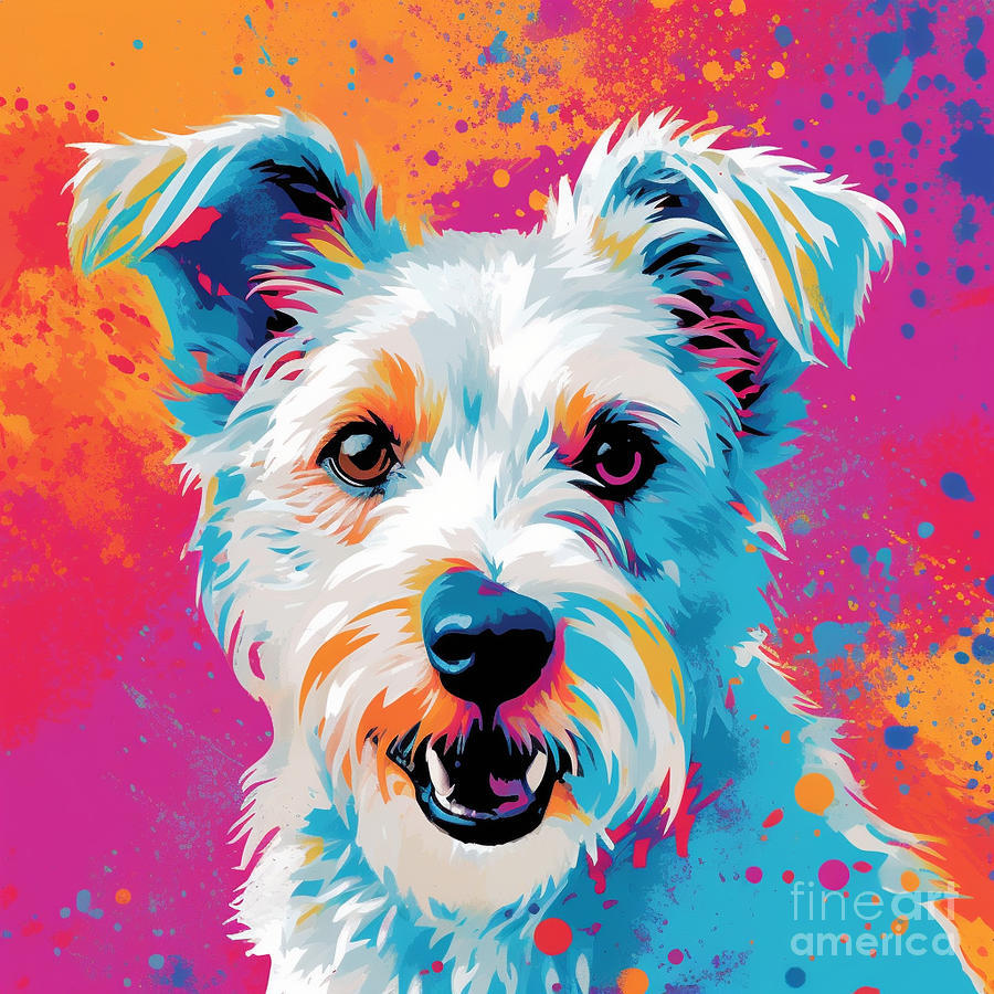 white  pop  art  dog  in  a  pop  art  style  that  invol  by Asar Studios Painting