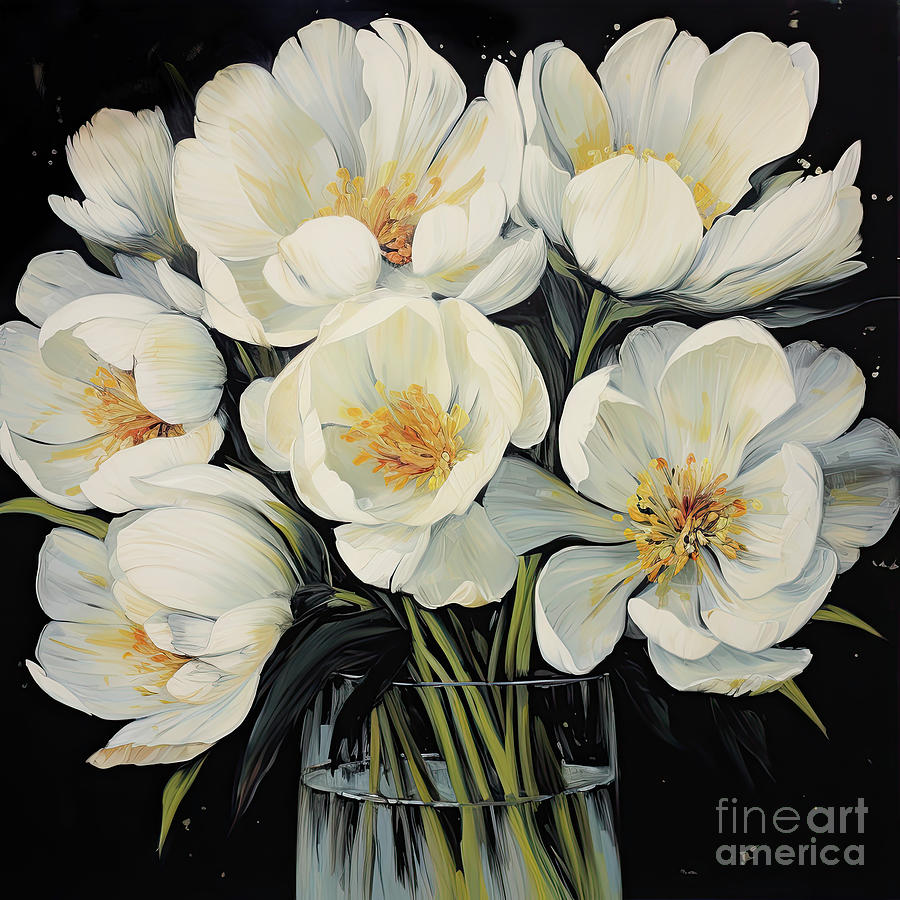 Flower Painting - White Tulips #1 by Mindy Sommers