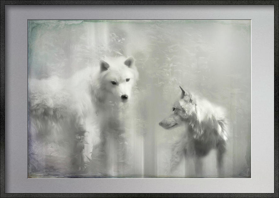 White Wolves Print #1 Photograph by Sandra Js