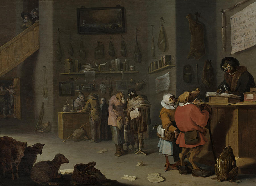 Cornelis Saftleven Painting -   Who sues for a cow    #1 by Cornelis Saftleven