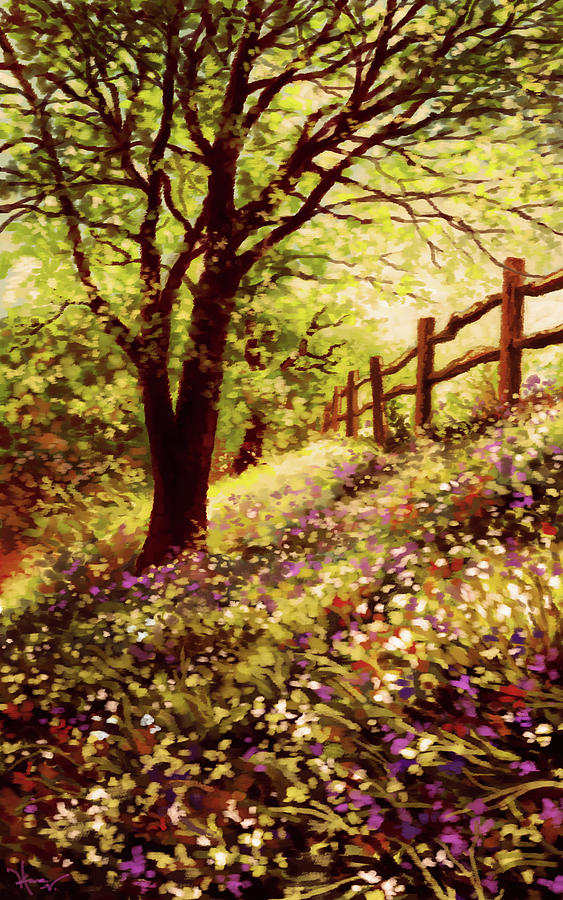 Wildflowers in the sun #1 Painting by Hans Neuhart
