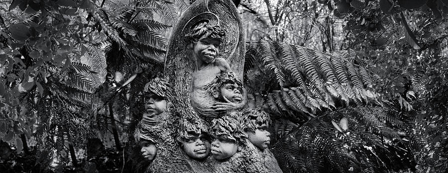 Nature Sculpture - Sacred Stone - William Ricketts sculpture black and  white photo by Paul E Williams