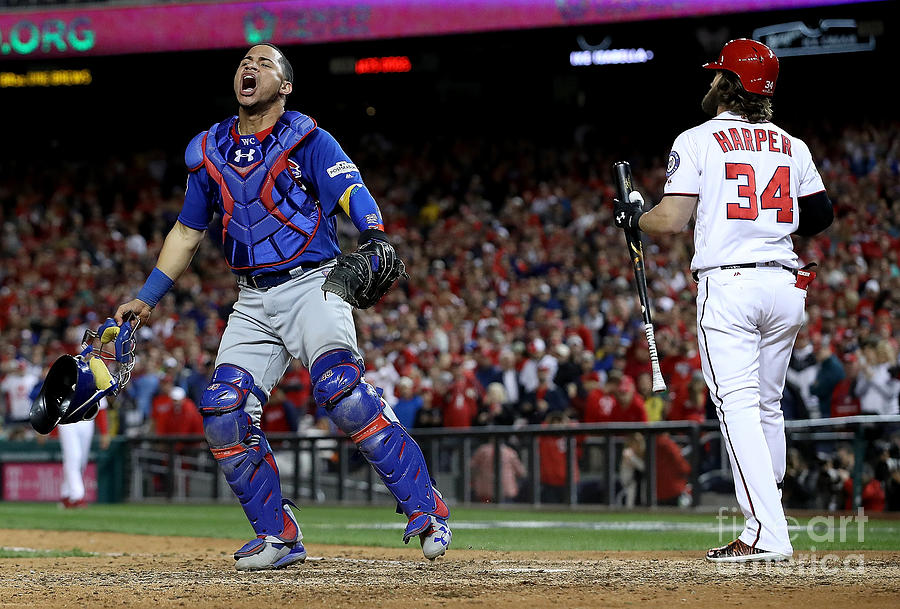 Willson Contreras and Bryce Harper #1 Photograph by Win Mcnamee