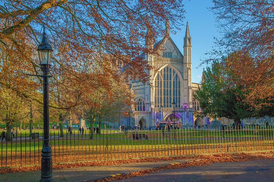 Fall Photograph - Winchester Cathedral in Autumn,Hampshire ,England. #1 by Philip Enticknap