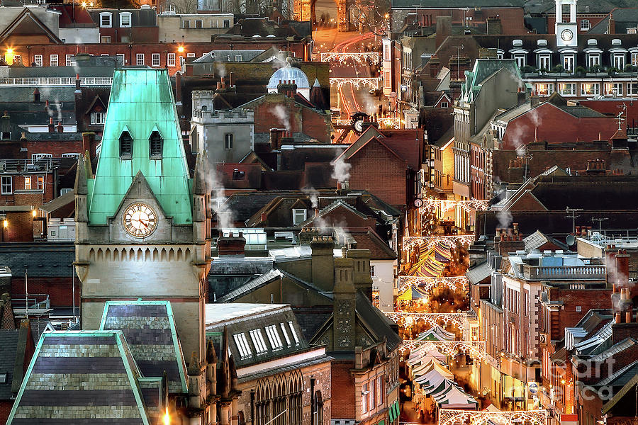 Winchester City night view at Christmas #2 Photograph by Simon Bratt