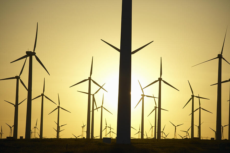 Wind Farm at Sunset #1 Photograph by Digital Vision.