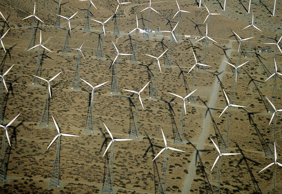 Wind farm turbines, Whitewater, California  #1 Photograph by Glowimages