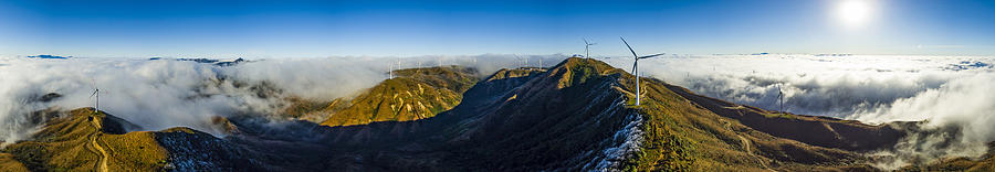 Wind Power in the sea of clouds,Guilin,China #1 Photograph by Bihaibo