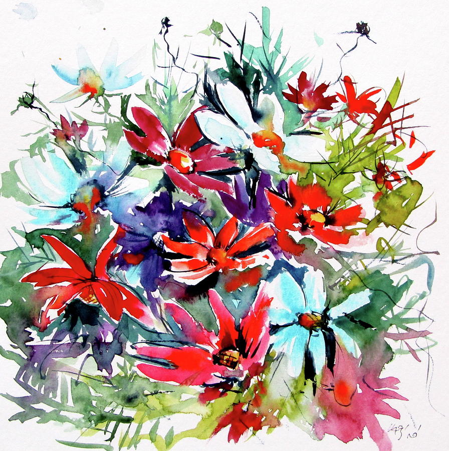Flower Painting - Windflowers III #1 by Kovacs Anna Brigitta