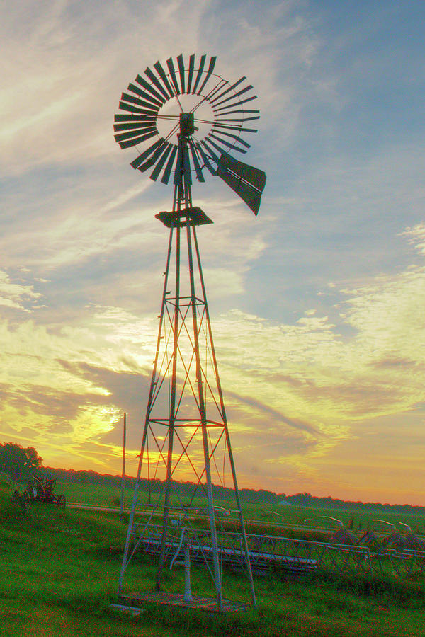 Windmill at sunrise-Fulton County Public Agriculture park-Indian ...