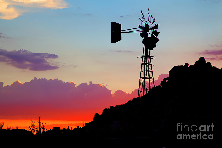 Windmill at Sunset #1 Photograph by Catherine Walters
