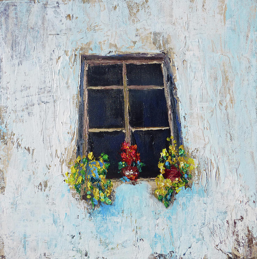 Flower Painting - Window on the Plaza #1 by Nancy Basinski