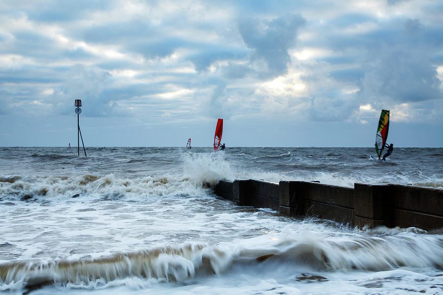 Windsurfing at Hunstanton beach #1 Photograph by Ian Middleton