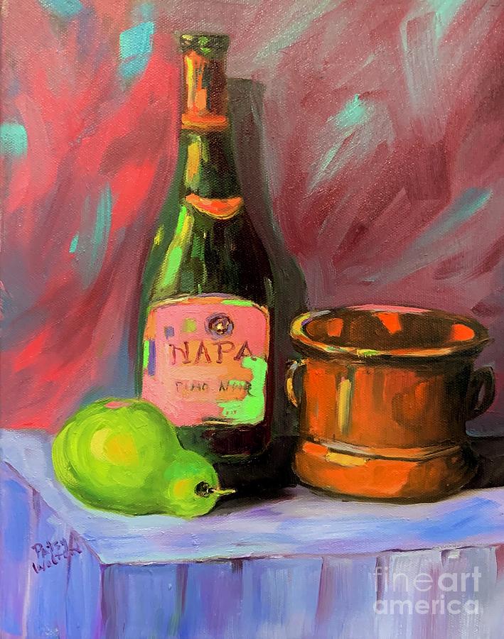 Wine and Fruit Painting by Patsy Walton